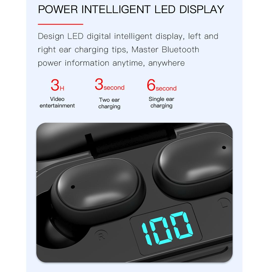 NNEDSZ Wireless Bluetooth Earphones With Digital Display & Charging Box - H6 Tws